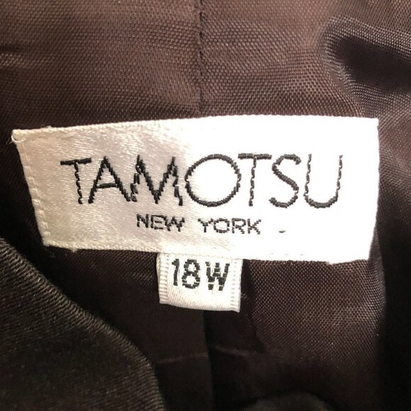 VINTAGE - TAMOTSU Wool Blend Brown Longline Button Front Blazer - Size 18W - Picture 3 of 4